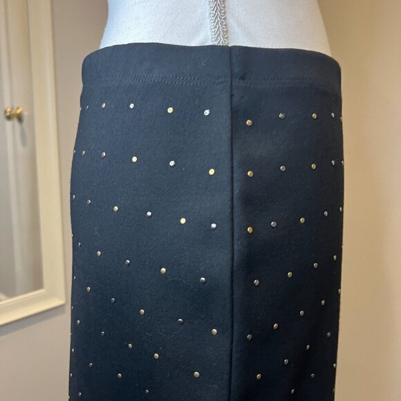 Carmen Marc Valvo Black Studded Knit Pencil Skirt, Size Medium - Picture 7 of 15